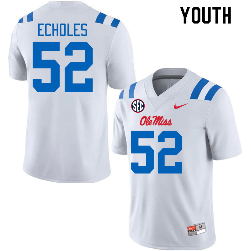 Youth #52 William Echoles Ole Miss Rebels 2024 New Uniforms College Football Jerseys Stitched-White